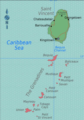 Map of St. Vincent & the Grenadines